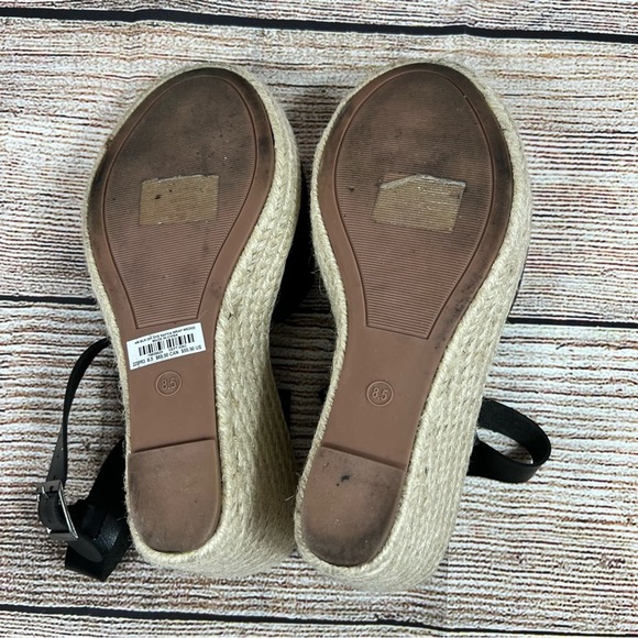 Torrid Raffia Black Faux Leather Open Toed Wrapped Wedge Sandal Size 8.5 - Picture 7 of 12